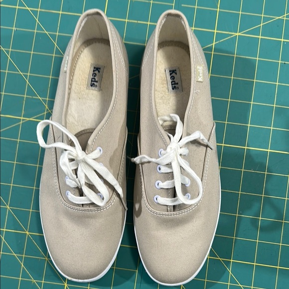 Keds Beige Canvas Lace-Up Sneakers - Picture 2 of 9
